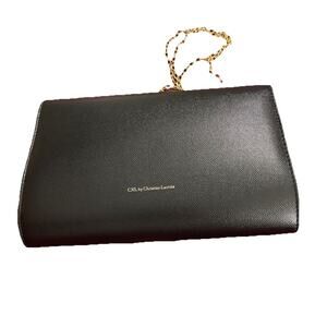 NWT CXL Christian Lacroix Paris Caviar Black Clutch w/gold detachable chain